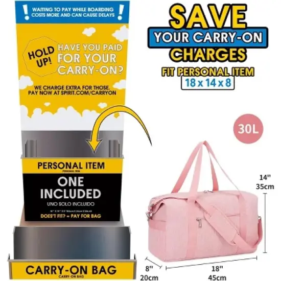 Narwey Weekender Bag Overnight Travel Duffel, Hospital, Spirit Airlines Personal Item image {2}