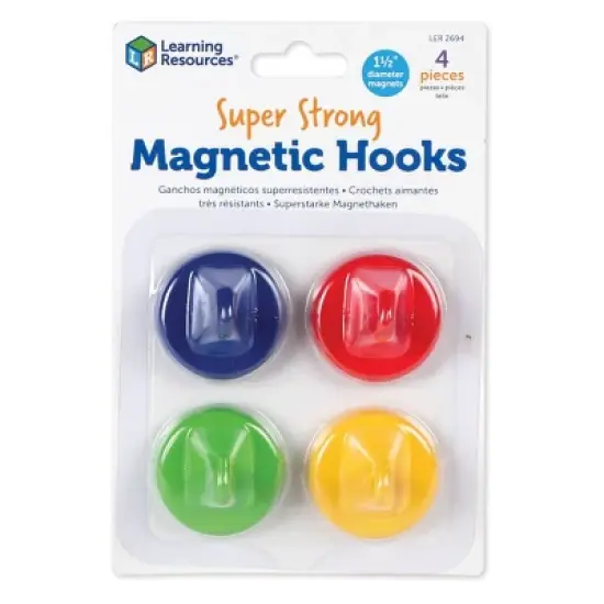 Learning Resources Super Strong Magnetic Hooks 4pc Sign Holders Classroom Hooks Teacher Supplies: Metal Teaching Aid for Kindergarten image {7}