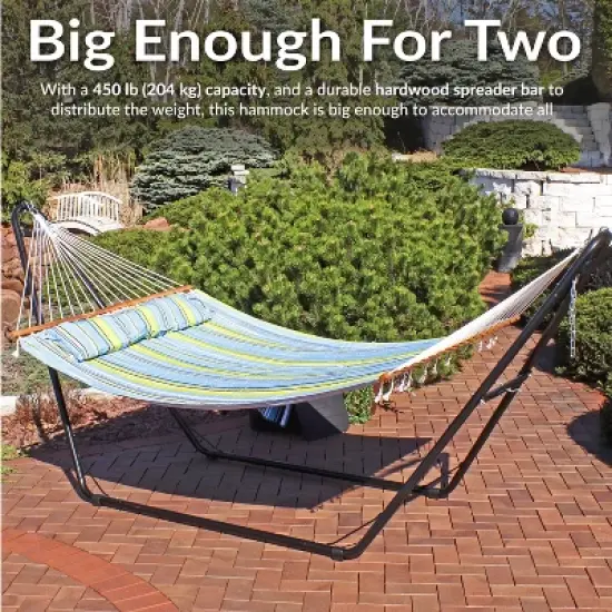 Sunnydaze Double Quilted Fabric Hammock with Universal Steel Stand - 450-Pound Capacity image {7}
