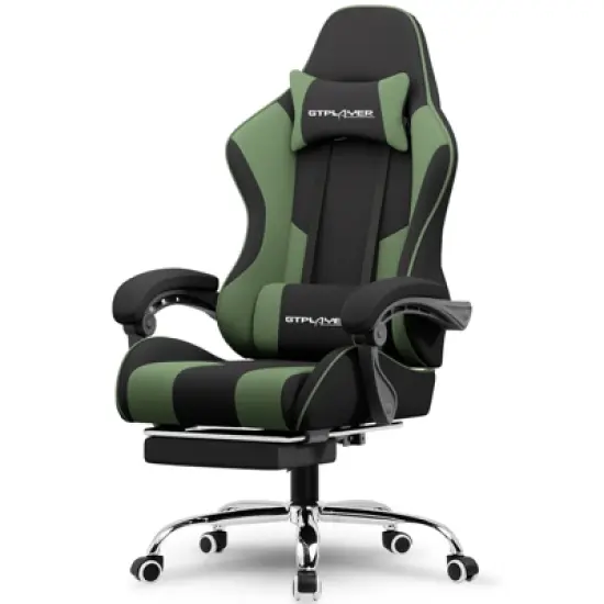 GTPLAYER Fabric Gaming Chair with Footrest and Lumbar Support, Height Adjustable Computer Chair with Headrest image {10}