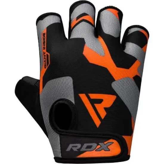 RDX Sports F6 Fitness Gym Gloves - Enhanced Grip and Support for Strength Training, CrossFit, Bodybuilding, Powerlifting, Workout Gloves - Orange - S image {2}