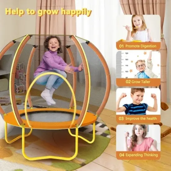 SUGIFT 3.5ft Mini Trampoline for Kids with Safety Net, Bungee-Rope System, Indoor/Outdoor Fun, Up to 200 lbs, Perfect Gift for Toddlers image {5}