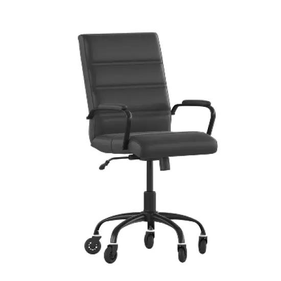 Flash Furniture Camilia Mid-Back Executive Swivel Office Chair with Arms, and Transparent Roller Wheels image {9}