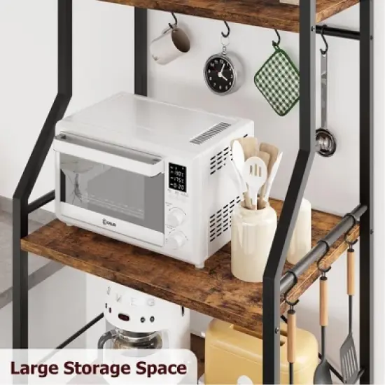 Kitchen Bakers Rack, Microwave Oven Stand with Large Wire Basket image {2}
