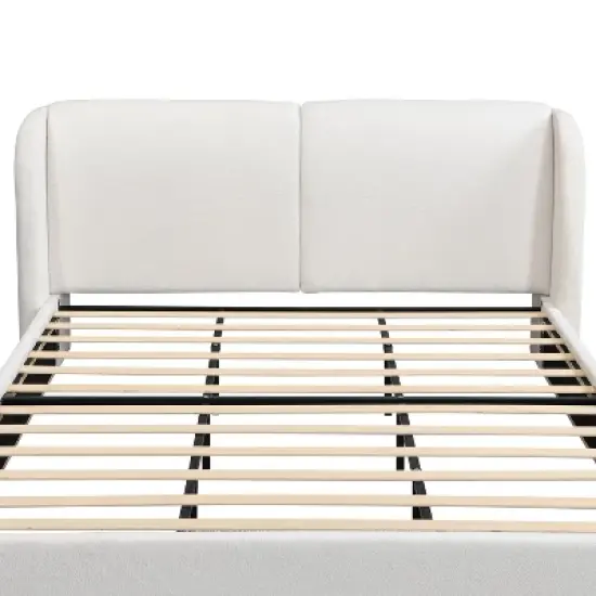 Queen/King Size Platform Bed Frame with Upholstered Headboard - ModernLuxe image {11}