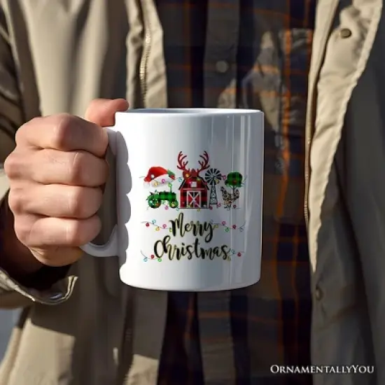 Farm Buffalo Plaid Christmas Mug, Farmhouse Gift (Non-Custom Only)| OrnamentallyYou image {2}