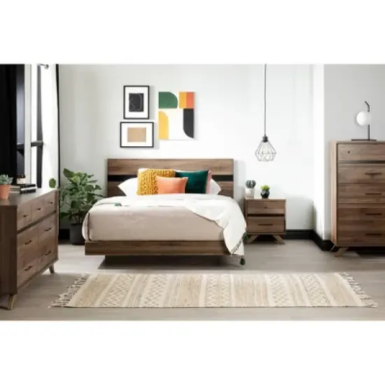 Flam 5 Drawer Chest Natural Walnut/Matte Black - South Shore image {2}