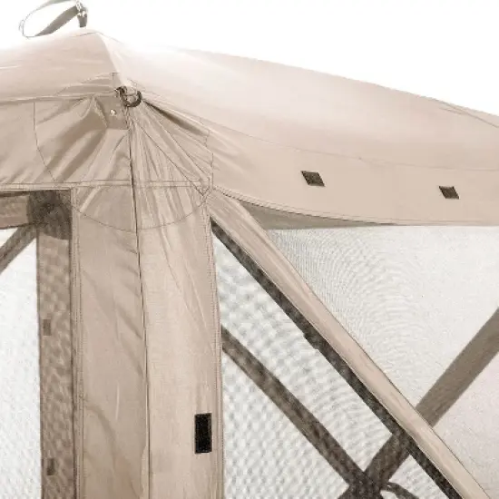 CLAM Quick-Set 6 x 6 Foot Traveler Portable Pop Up Outdoor Camping Gazebo 4 Sided Canopy Shelter with 3 Wind Panels, Ground Stakes, and Carrying Bag image {4}
