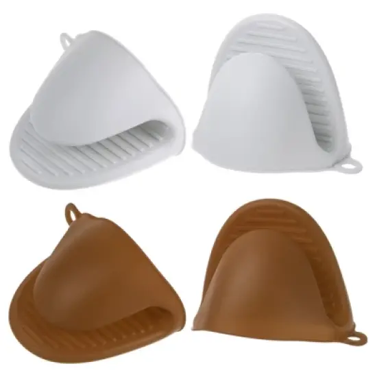 Unique Bargains Heat Resistant Kitchen Utensil Sets Silicone Oven Mitts 4 Pcs image {10}