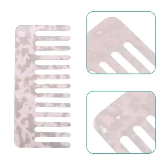 Unique Bargains Anti-Static Hair Comb Wide Tooth for Thick Curly Hair Hair Care Detangling Comb For Wet and Dry Dark 2.5mm Thick Pink 2 Pcs image {2}
