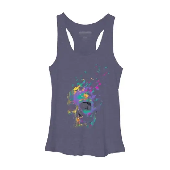 Women's Design By Humans Defragged Colorful Skull By DBHOriginals Racerback Tank Top image {2}