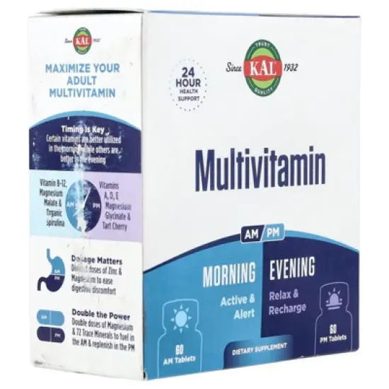 KAL Multivitamin, Morning & Evening, 2 Pack, 60 Tablets Each image {4}