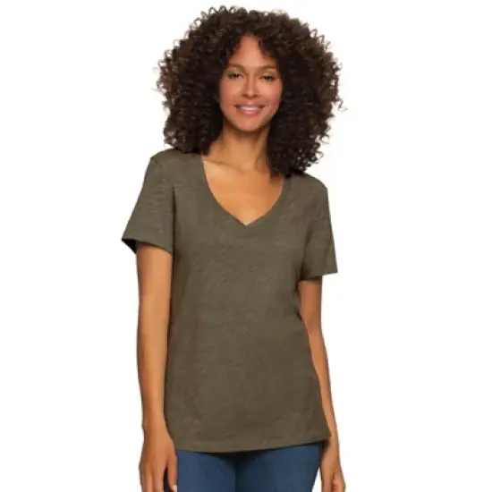 Felina Women's Slub Jersey V-Neck Tee | Short Sleeve T-Shirt image {6}