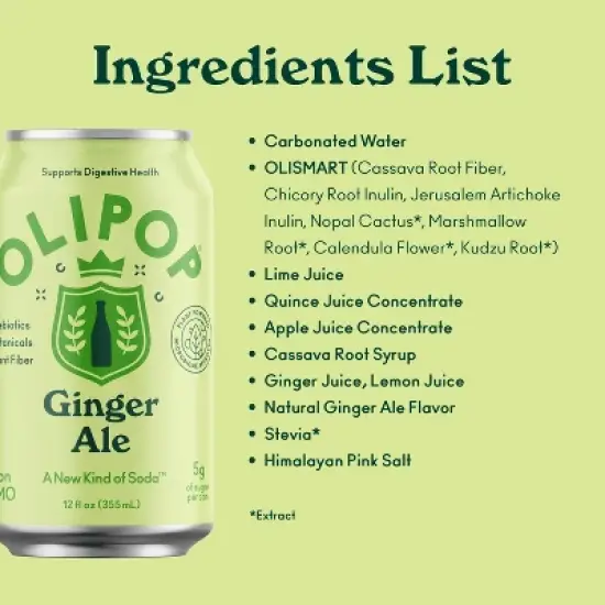 OLIPOP Ginger Ale Soda - 12ct/12 fl oz Cans image {5}
