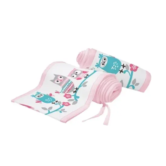 BreathableBaby Breathable Mesh Crib Liner - Classic Collection - Owl Fun Pink image {3}