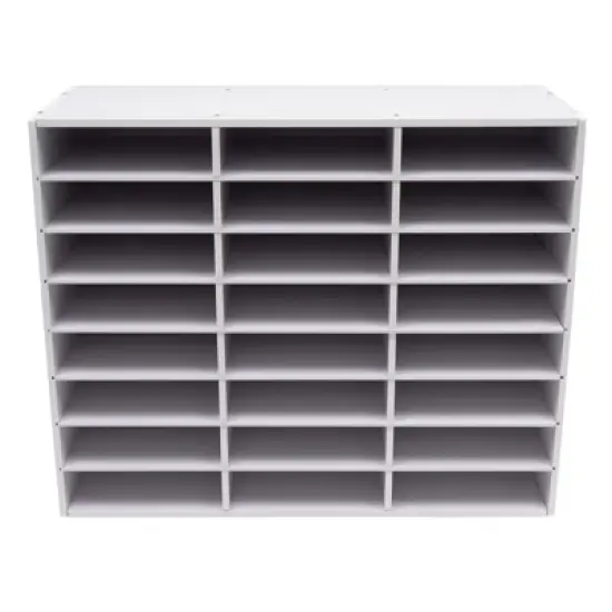 YIYIBYUS 24-Slot Desktop File Holder, Office Mailbox, Literature Organizer, White image {5}