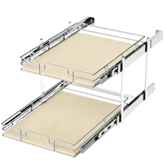 LOVMOR 2 Tier Individual Pull Out Cabinet Organizer, Slide Out Wood Shelves Organizers, Pull Out Drawers Organization and Storage for Kitchen Cabinet image {8}