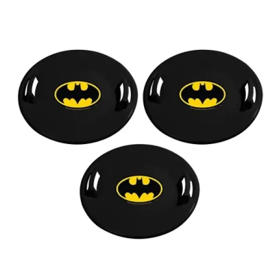 Slippery Racer Downhill Pro Heavy Duty Cold Weather Batman Adults and Kids Plastic Saucer Disc Snow Sled with Handles, Black (3 Pack) image {6}