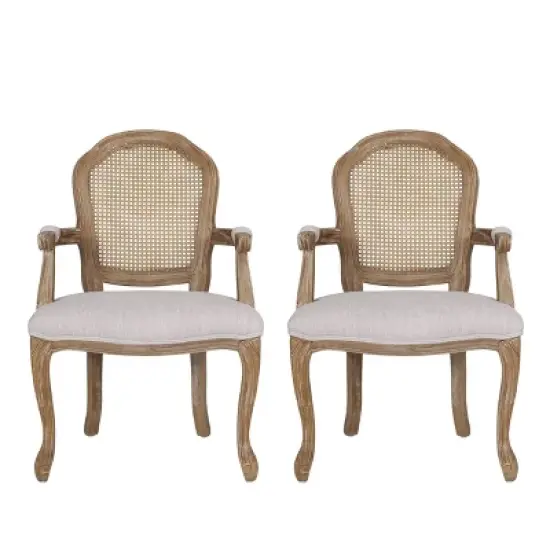 2pk Mina French Country Wood and Cane Upholstered Dining Chairs - Christopher Knight Home image {13}