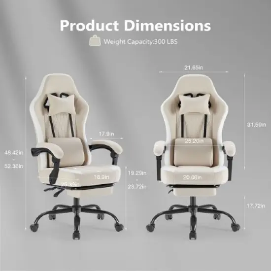 SEVOBAL Office Chair Desk Chair Computer Chair Office Chairs with Lumbar Support Swivel Rolling Easy Assembly Home Gift, Beige, 25.2"*25.4"*48.4" image {2}