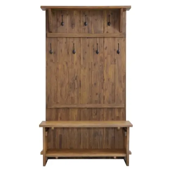 70" Bethel Acacia Wood Hall Tree Natural - Alaterre Furniture image {2}