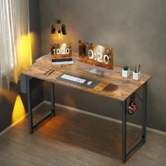 Sevobal Desks Game Computer Desk, Home Office Desk, Desk For Studying, Writing, Working , Gaming, Modern Simple, Brown, 63"*26"*29.8" image {1}