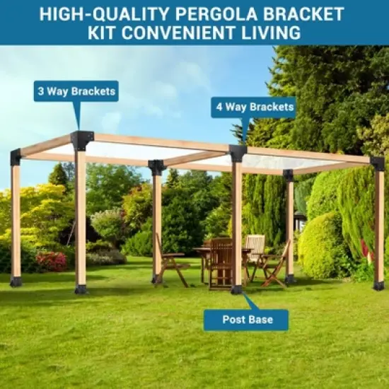 Pergola Brackets, 6''x6'' Pergola Kits - 4-Way Heavy Duty Corner Brackets for Wood Beams, Easy Assembly for Gazebos Patio Log Cabins image {2}