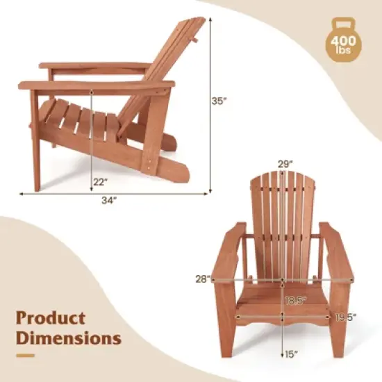 Tangkula Solid Wood Garden Chair w/ High Backrest Wide Armrests & Contoured Seat image {5}