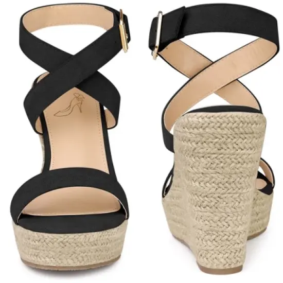 Perphy Slingback Crisscross Espadrille Wedge Heel Sandals for Women image {1}