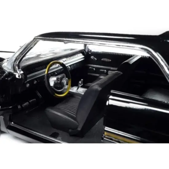 1962 Pontiac Grand Prix "Fireball Roberts Edition" Starlight Black with Gold Stripes 1/18 Diecast Model Car by Auto World image {3}