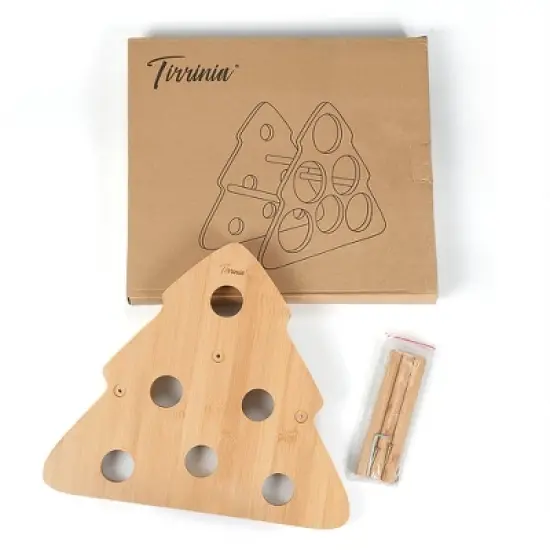 Tirrinia Christmas Tree-Shaped Bamboo Wine Rack - 6 Bottle Freestanding Holder for Kitchen, Bar & Home Storage image {5}
