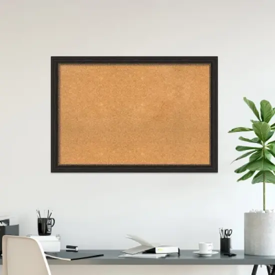Amanti Art Accent Bronze Narrow Framed Corkboard, Natural Cork image {5}