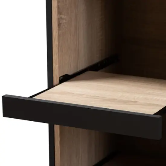 Fabian Oak Finished Kitchen Cabinet with Roll Out Compartment Dark Gray/Brown - Baxton Studio image {7}