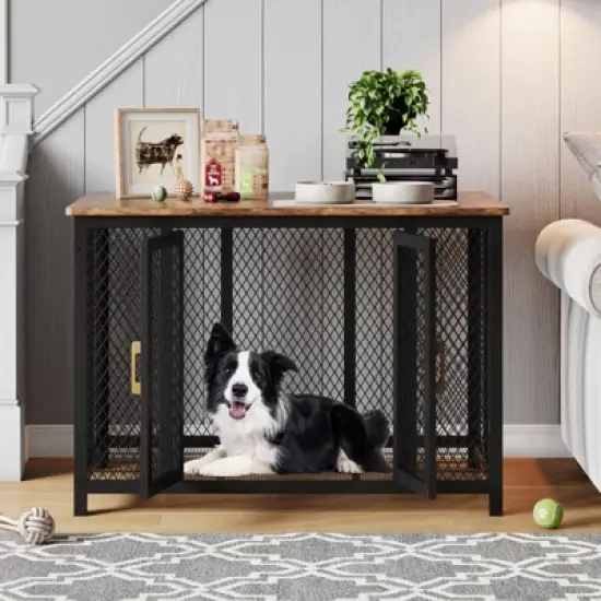 48 Inch Heavy Duty Dog Crate Furniture, Large Dog Kennel for Small, Medium and Large Dogs, Wooden Dog Cage Furniture with Waterproof Top image {8}