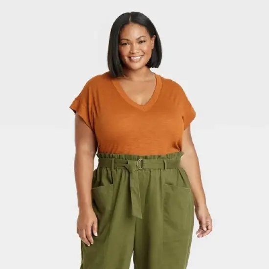 Women's Slub V-Neck Short Sleeve T-Shirt - Ava & Viv&trade; image {3}