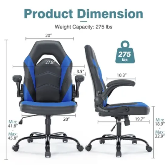 FIRNEWST Next - Level Gaming Comfort: PU Leather Ergonomic Chair with Adjustable Flip - up Armrests image {1}