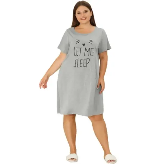 Agnes Orinda Women's Plus Size Prints Short Sleeves Lounge Nightgowns image {2}