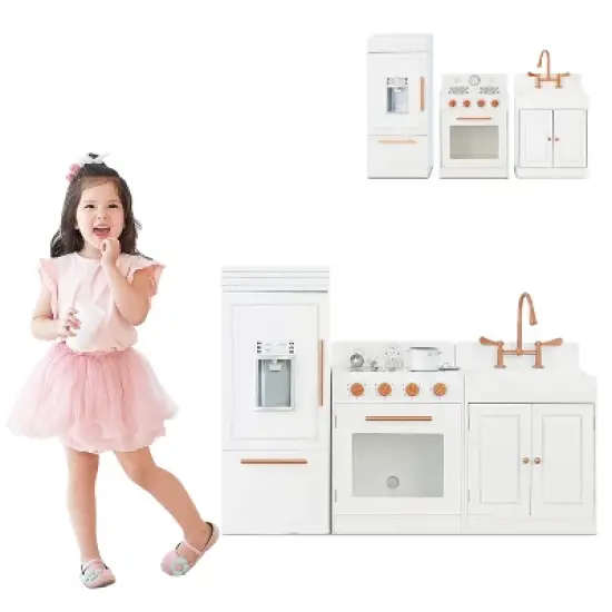 Teamson Kids Paris Wooden Play Kitchen Pretend Cooking Playset, White image {2}