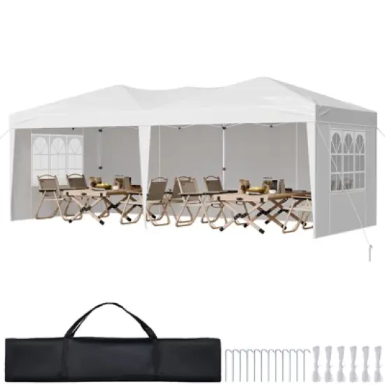 VEVOR Pop Up Canopy, 10 x 20 ft, Instant Pop Up Gazebo Tent, Portable Easy Up Canopy with 3 Sidewalls & 2 Ventilated Windows image {8}