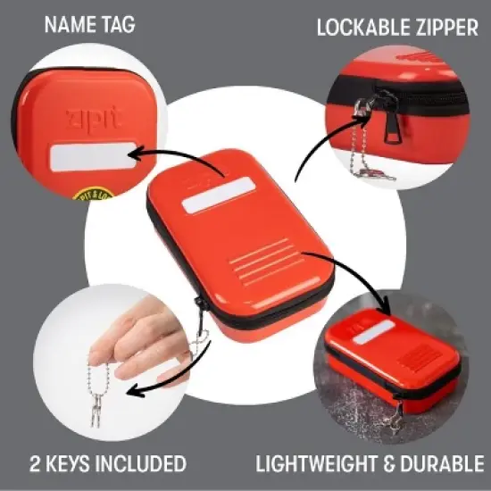 ZIPIT Lock Pencil Case for Kids, Red Pencil Box image {2}