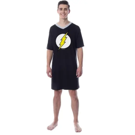 DC Comics Mens' The Flash Logo Symbol Nightgown Sleep Pajama Shirt image {2}