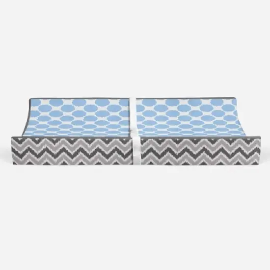 Bacati - Gray Zigzag Blue Dots Muslin Changing Pad Cover.... image {5}