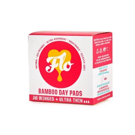 Flo Organic Bamboo Silky-Soft Ultra-Thin Absorbent with Wings Day Maxi Pads - 16ct image {4}