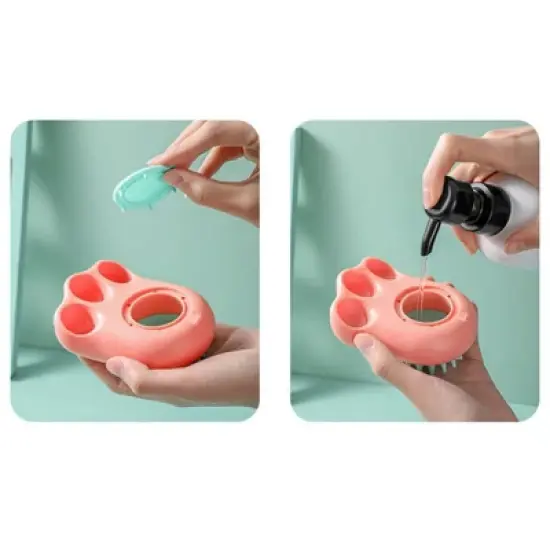 BABYYER Silicone Pet Bath Brush for Cats, Soft Grooming Scrubber with Cute Paw Design, Multi-Functional Massager for Washing, Deshedding,and Cleaning image {5}
