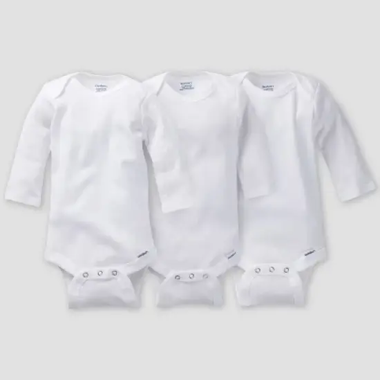 Gerber Baby 3pk Long Sleeve Bodysuit - White image {2}