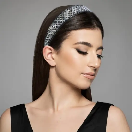 Unique Bargains Women's No Slip Rhinestone Wide-brimmed Headband 4.45"x0.98" Deep Blue 1 Pc image {1}
