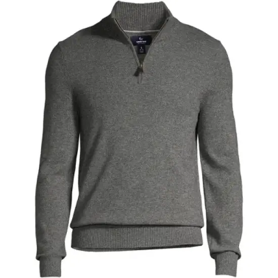 Lands' End Men's Fine Gauge Cashmere Quarter Zip image {3}