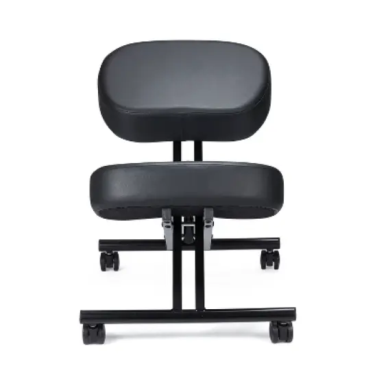 Jomeed  Modern Height Adjustable Ergonomic Support Rolling Home Office Kneeling Desk Chair with 3 Inch Padded Angled Seat, Black image {1}