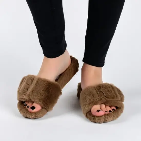 Journee Collection Women's Faux Fur Shadow Slipper image {7}