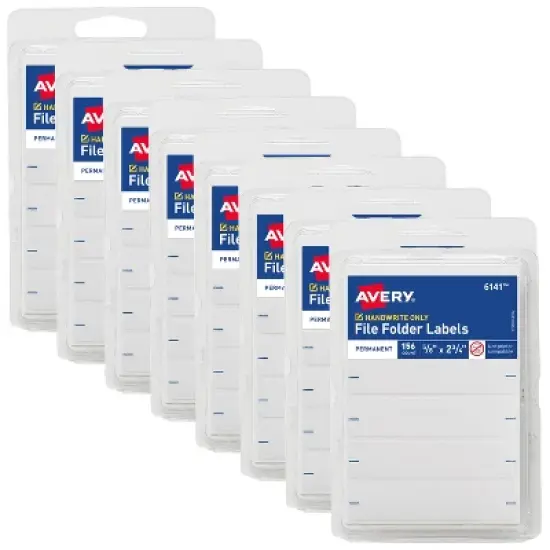 Avery File Folder Labels, 5/8" x 2-3/4", White, Non-Printable, 8 Packs, 1,248 Blank Labels Total (21925) image {4}